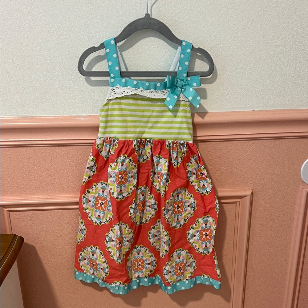 Bonnie Jean Green and Pink Kids Dress with Bow